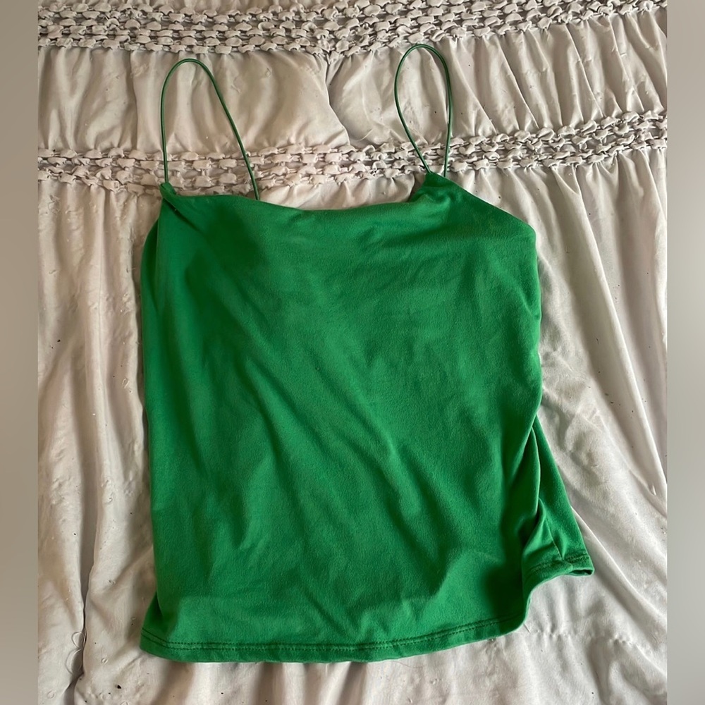Green Cropped Tank Top